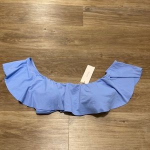 NWT Eberjey Blue Ruffle Bikini Top